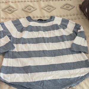 Jeanne Pierre Blue and White Cotton Top